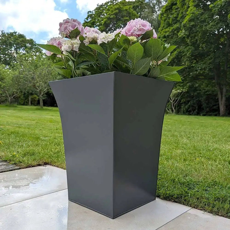 Blizzard Metal Planter Box, 56cm H x 41cm W x 56cm D, Grey
