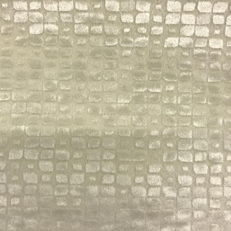 Tissu Baxter | Velours embossé en forme de brique | Couleur argent, Argent