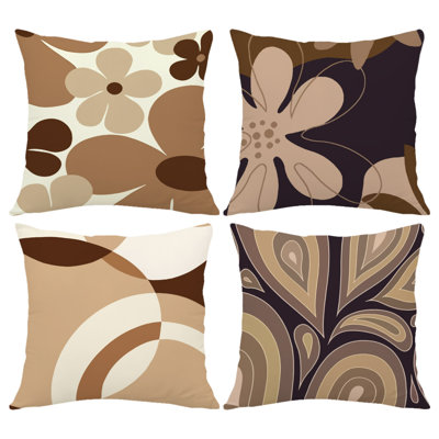 4 Pcs Simple Flowers Pattern Decorative Pillow Covers