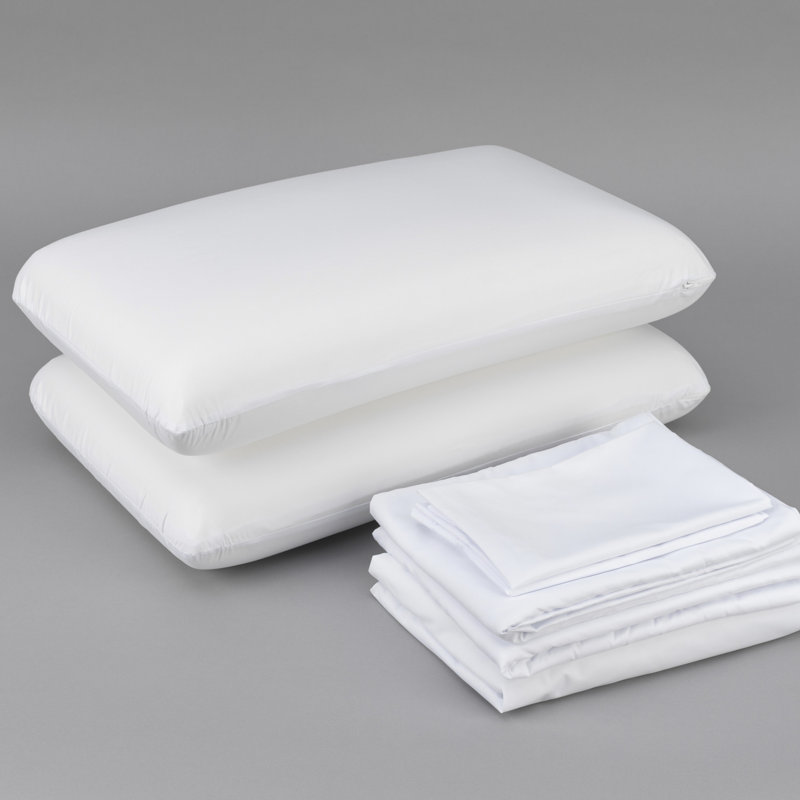 Cool Bedding Bundle For Split King. Memory Foam Pillows, Sheet , Mattress Protectors. Sleeping Experience. Zippered Pillow Cover. Liquid Spills. White 100% Microfiber 2 Cooler Sleep. Easy Spill