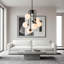 Lustre 6 lumières moderne noir mat 21,26 "de large avec verre blanc givré