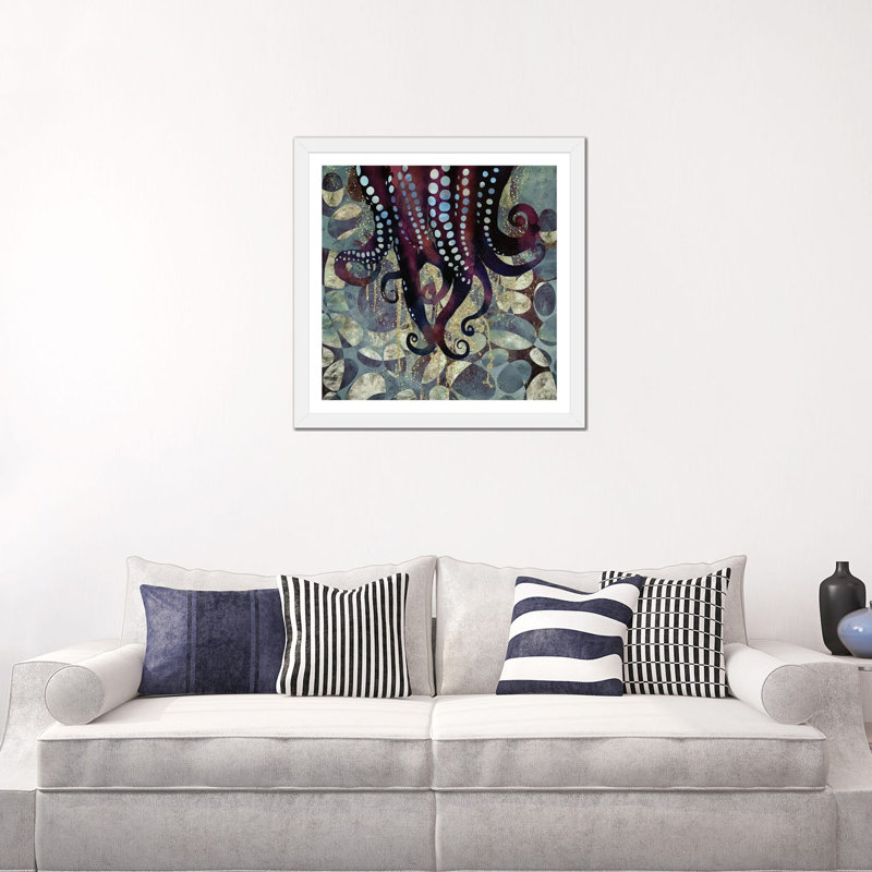 «Metallic Ocean II», reproduction d'impression, 24" H x 24" W x 1'' D, Blanc, Papier encadré blanc