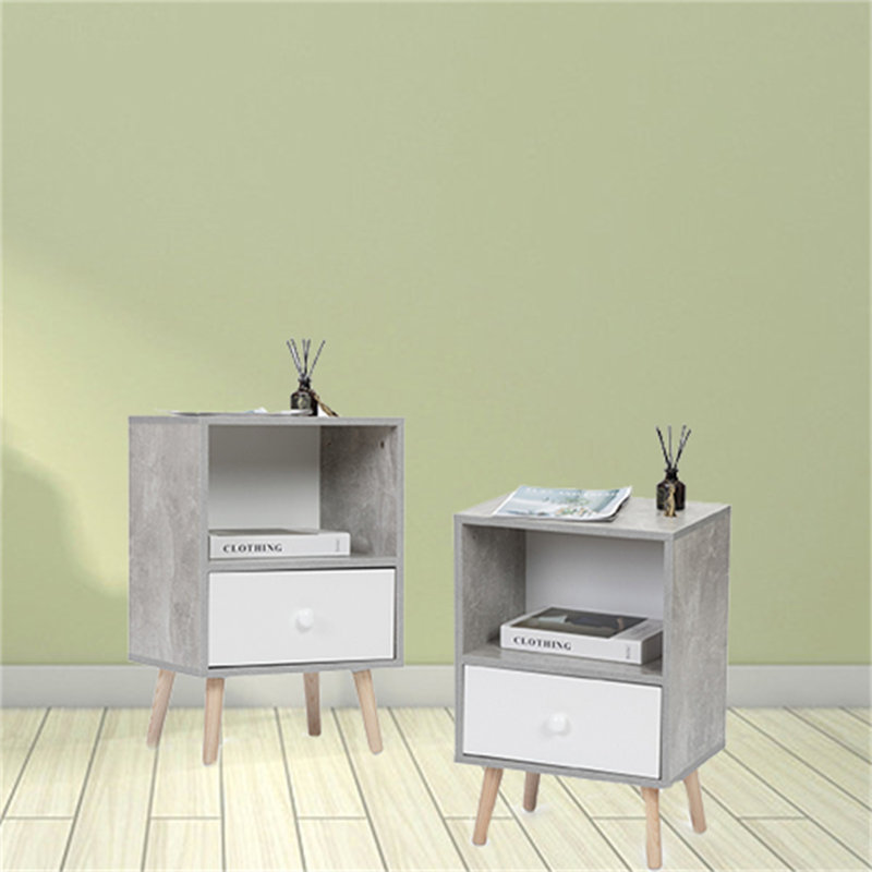 Table de chevet 1 tiroir Cowarts Crumpton, Gris