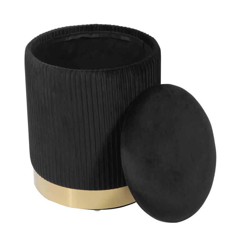 Velvet Ottoman, Black Velvet