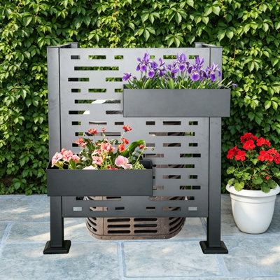 Couvercle de clôture en métal gris anthracite pour climatiseurs d'extérieur, 3 pi x 3 pi, acier galvanisé, assemblage facile