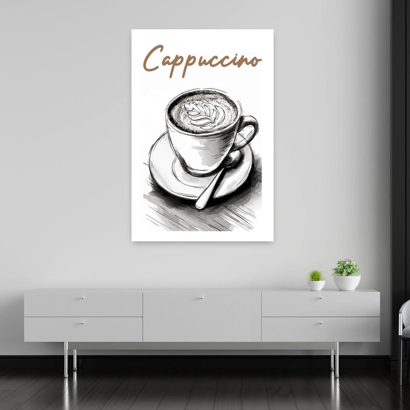 Cappuccino Latte Art, art mural contemporain, H 60 po x l 40 po