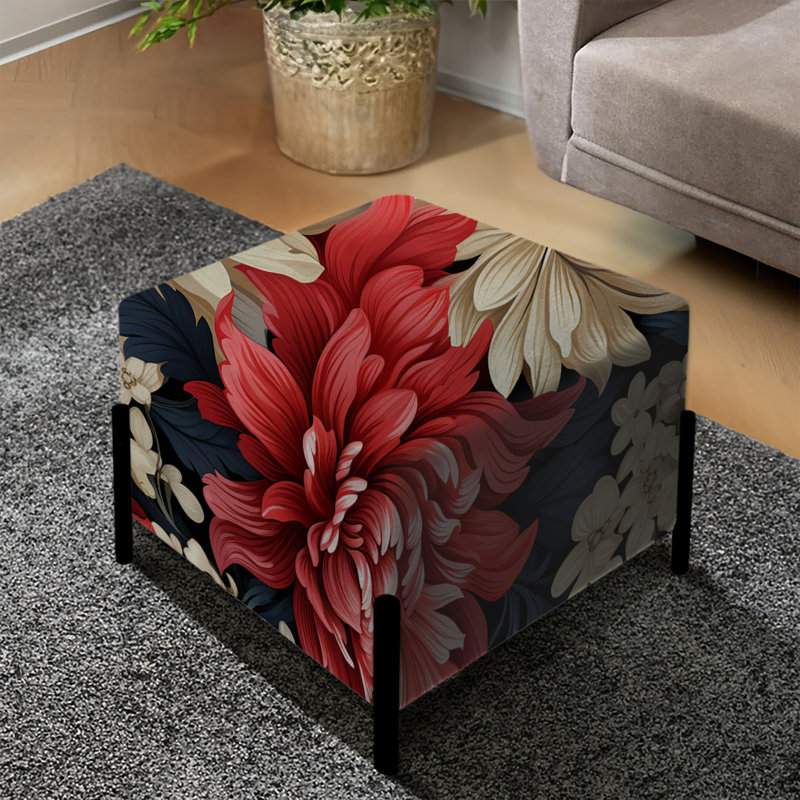 Mystic Red Damask Whispers - Repose-pieds carré damassé