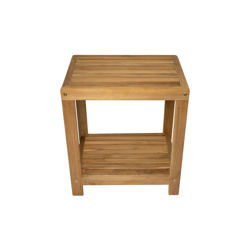 Natural Teak Wood Spa Shower Bench with Shelf