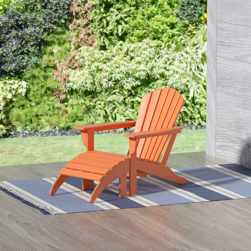Altura Plastic Adirondack Chair with Ottoman Set, Orange