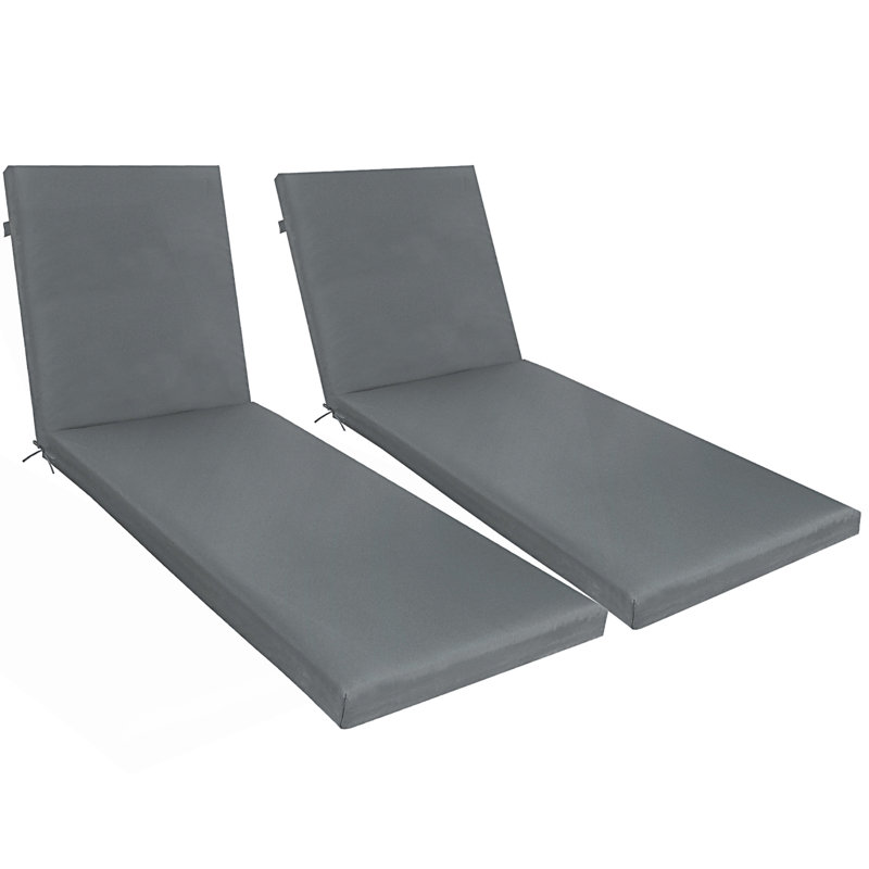 Set Of 2 Outdoor Chaise Lounge Cushion Set, Gray