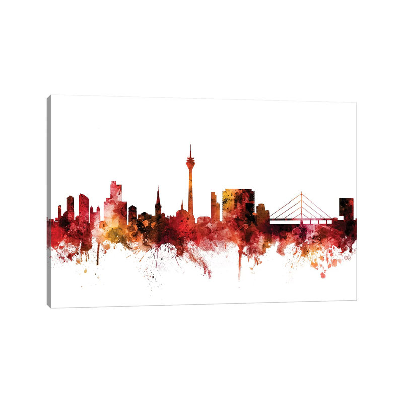 DÃ¼sseldorf, Germany Skyline by Michael Tompsett - Wrapped Canvas Painting, 66.04 cm H x 45.72 cm W x 3.175 cm D