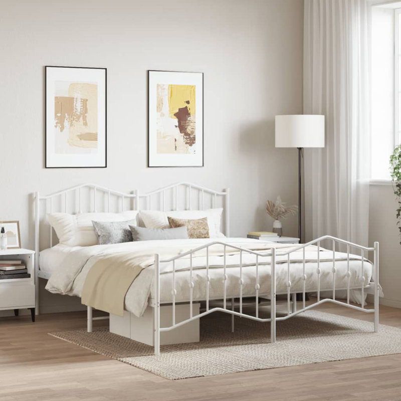Afrin Metal Bed, European Kingsize (160 x 200cm), White
