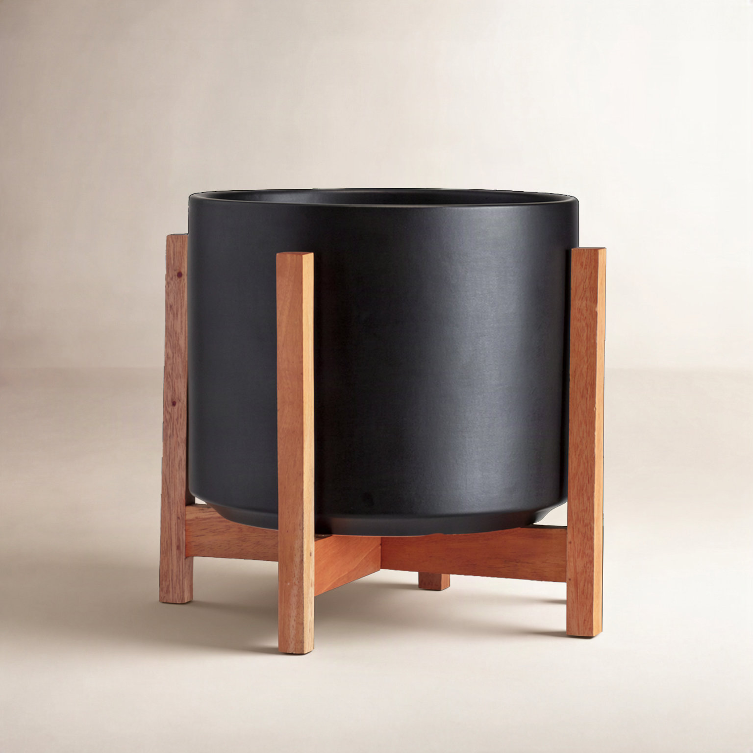 Keyes Ceramic Pot Planter, 10.25" H x 10" W x 10", Black/Light