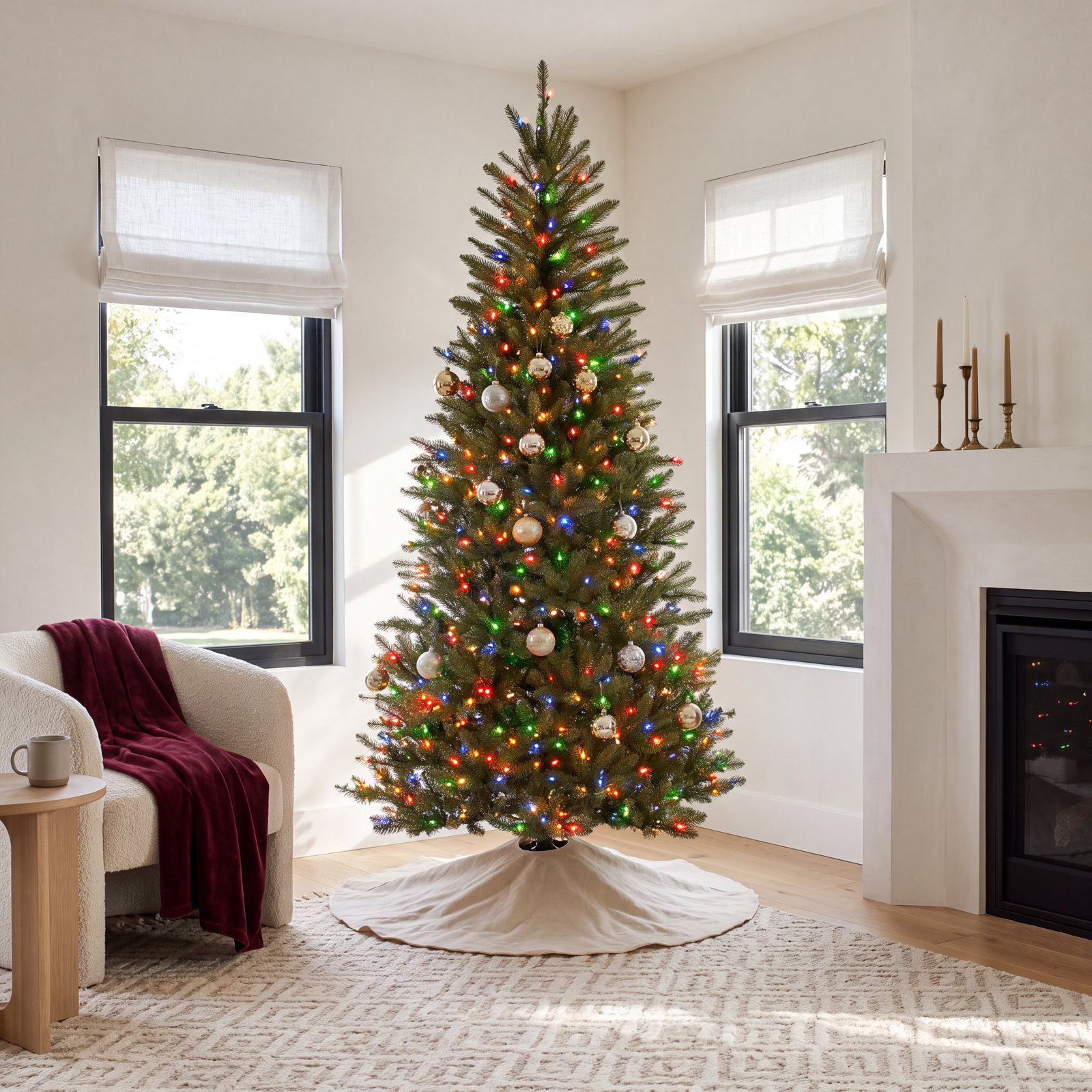 Pre-Lit Fir Christmas Tree, 6.5', Multicolored