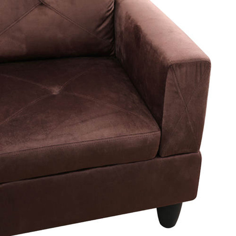 Halid Wide Sofa & Chaise with Ottoman, Left Hand Facing, Brown Corduroy
