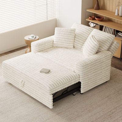Naykin 2-Person Faux Fur Sofa Bed with Removable Cushion Cover