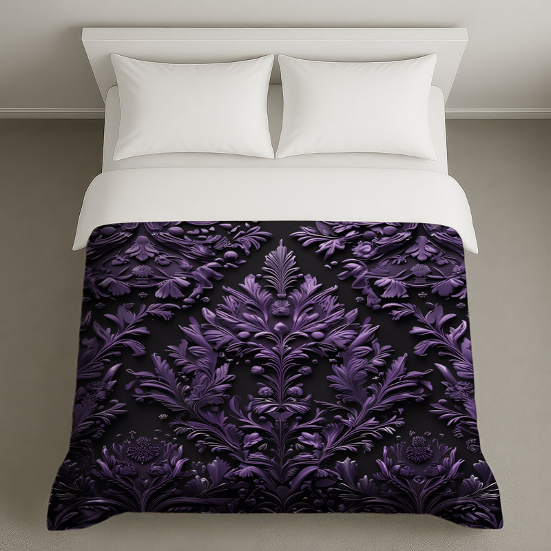 Housses de couette mauve à motif floral, King