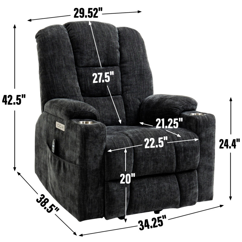 Grand fauteuil inclinable électrique avec massage et chaleur pour les personnes âgées EMON