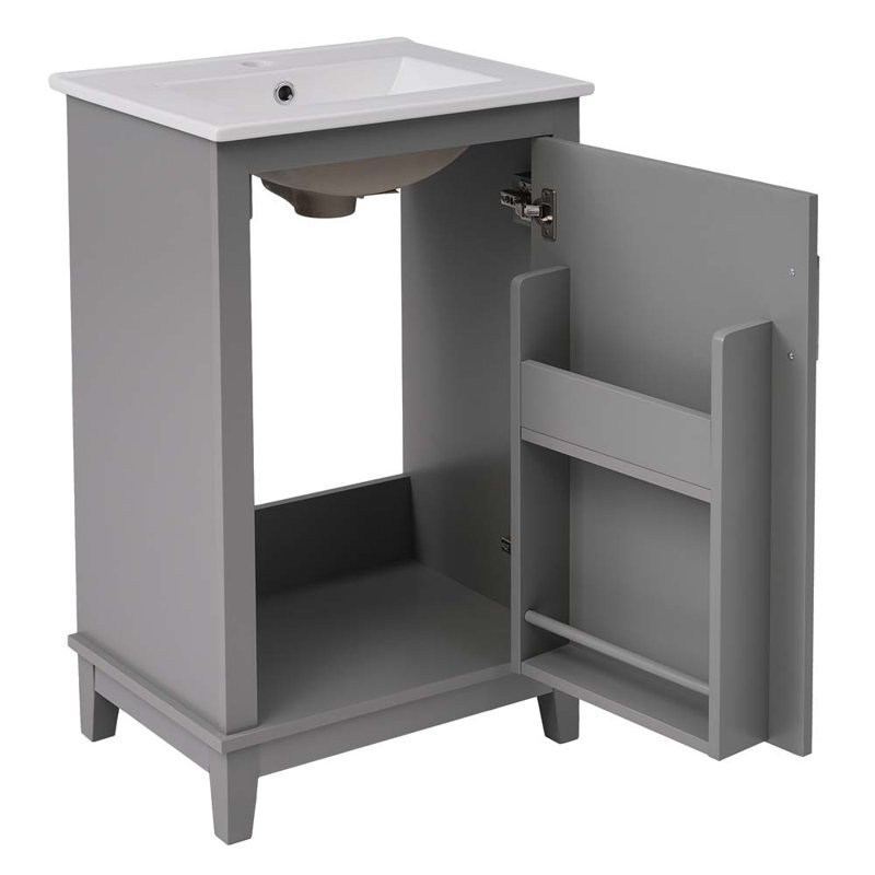 Ducret 20.05'' Single Bathroom Vanity with Ceramic Top, Gray