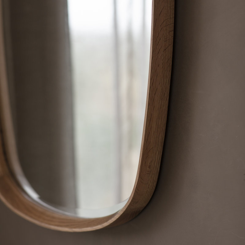 Carles Wood Flat Wall Mirror, Oak