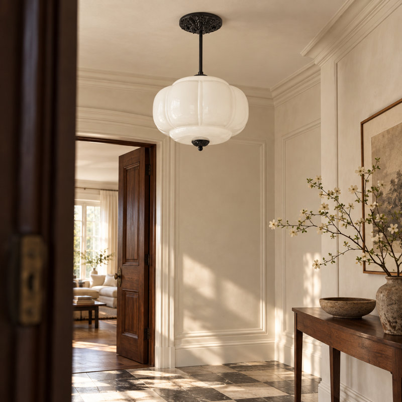Luminaire suspendu en verre blanc 3 lumières