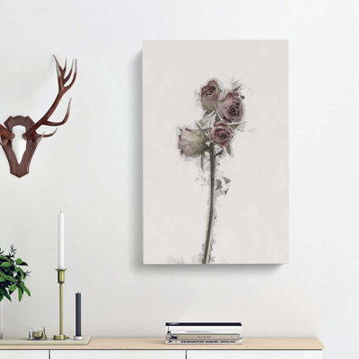 Fading Pink Roses in Abstract - Wrapped Canvas Graphic Art Print