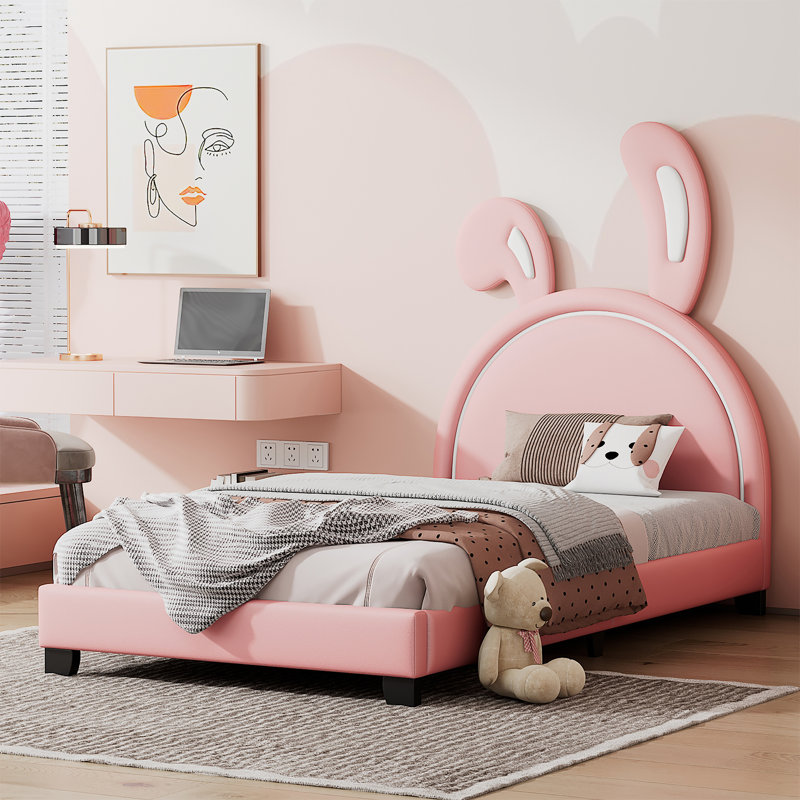 Structure de lit plateforme tapissier avec tête de lit Algol, Twin, White