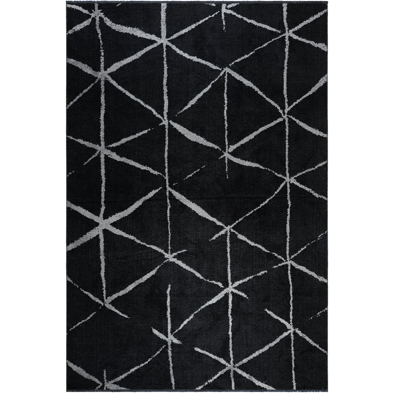 Tapis contemporain noir / argent Rapture, Rectangle 7 pi 10 po x 9 pi 10 po