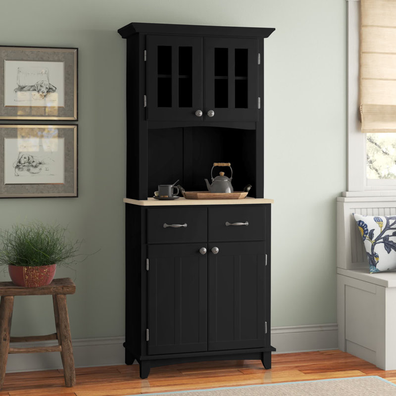 Presswood Sideboard with Bar Hutch, Cottage Oak, Black