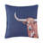 Denim Cross Stitched Embroidered Longhorn Decorative Throw Pillow 20 X 20 Inch