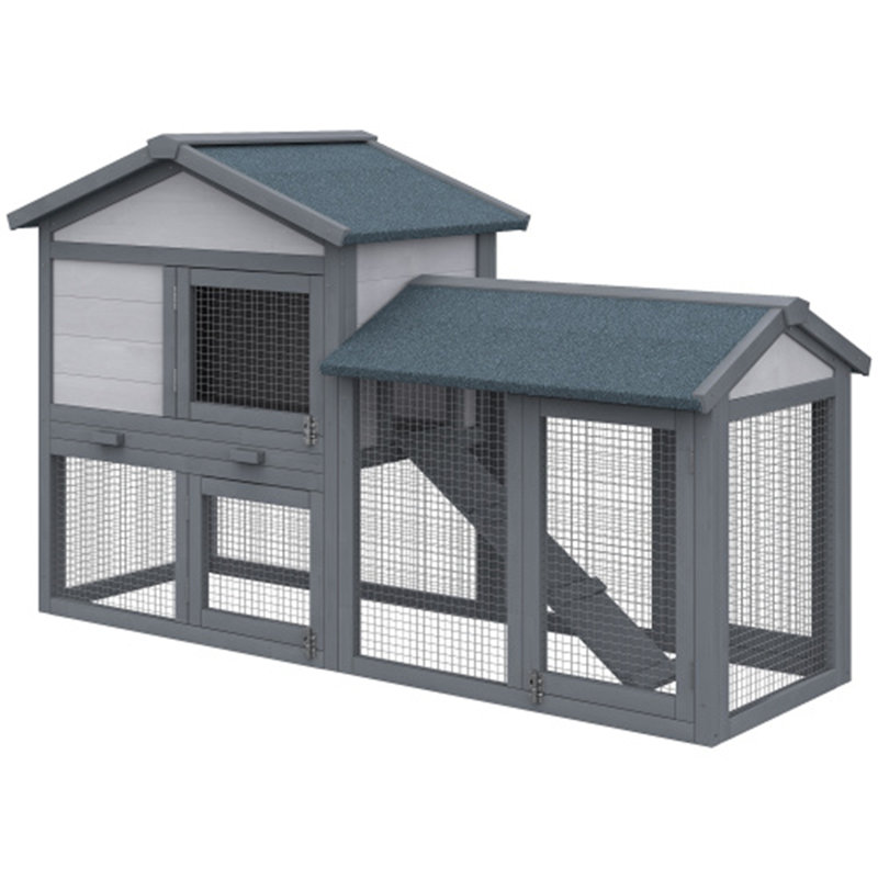 Rabbit Hutch, Gray, 33" H x 21.3" W x 57.8" D