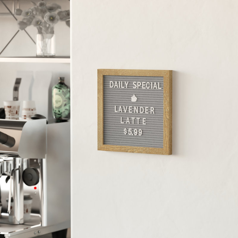Gracie Felt Letter Board with Wooden Frame - includes 389 PP Letters and Canvas Carrying Case, Weathered Brown, 10" x 10"
