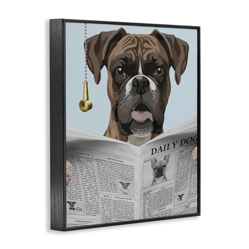 Giclée encadrée Boxer News, par Jesse Keith, H 14 po x l 11 po, Giclée encadrée noir minuit