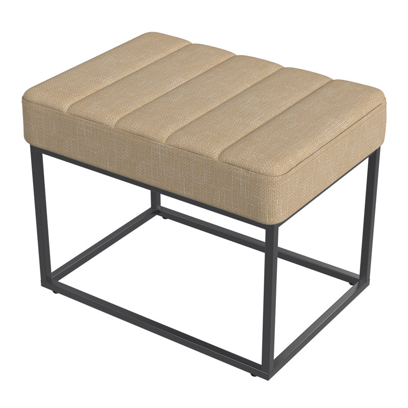 Homepop Theodore Small Ottoman, Theodore Ottoman Tan Polyester