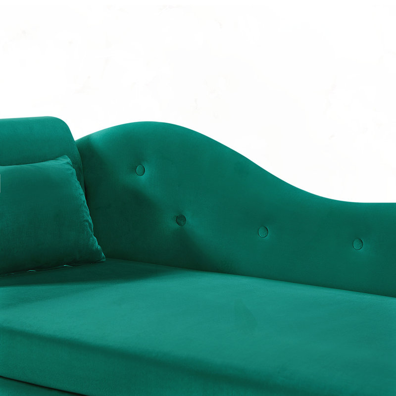Chaise longue en velours à rangement multifonctionnel, Vert