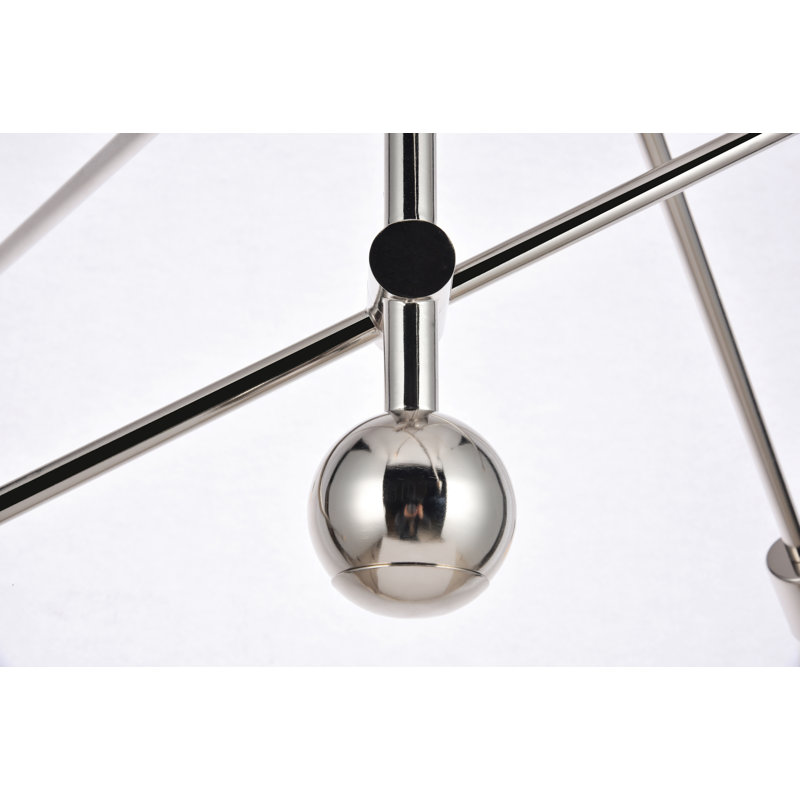 Whelchel 6-Light Dimmable Sputnik Chandelier, 82" H x 55" W x 55" D, Polished Nickel