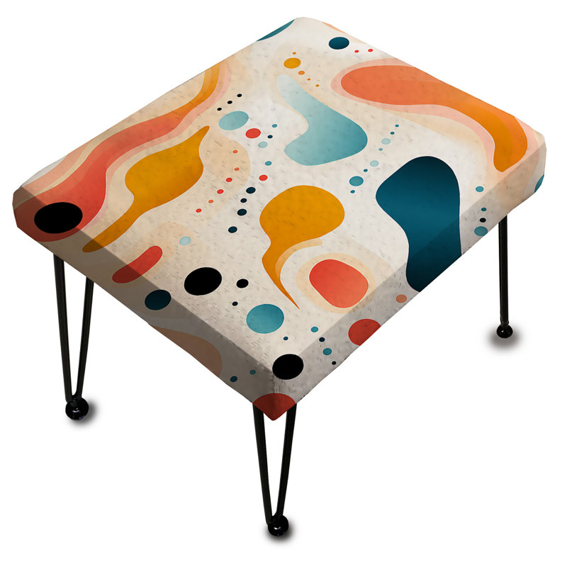 Doux doux multicolore abstrait neutre vague IV - Repose-pieds rectangulaire abstrait