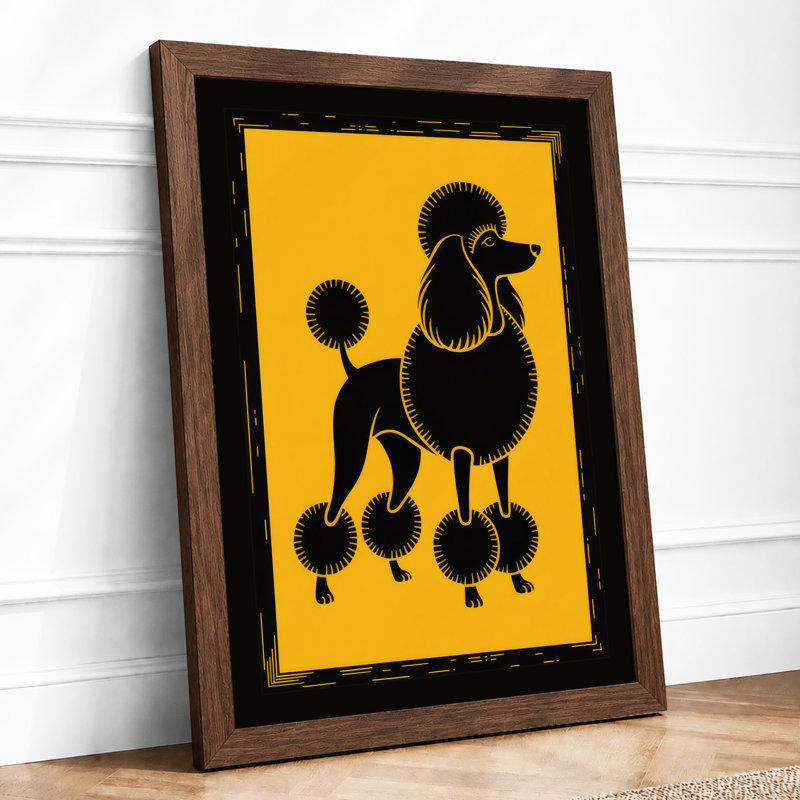 Poodle in Profile Retro - Framed Print, A4 - 29.7 x 21.0 cm, Walnut