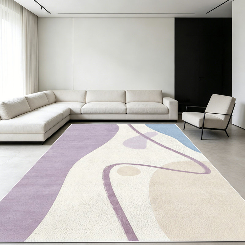 1PC Minimalist Pastel Abstract Curve Pattern area rugs for Living Room, Soft and Comfortable, Suitable for all seasons, easy-to-maintain, machine washable Indoor floor mat, Under Table Farmhouse suitable for dining table, bedroom, entryway, home...