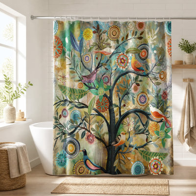 Hifsa Floral Shower Curtain with Hooks Included