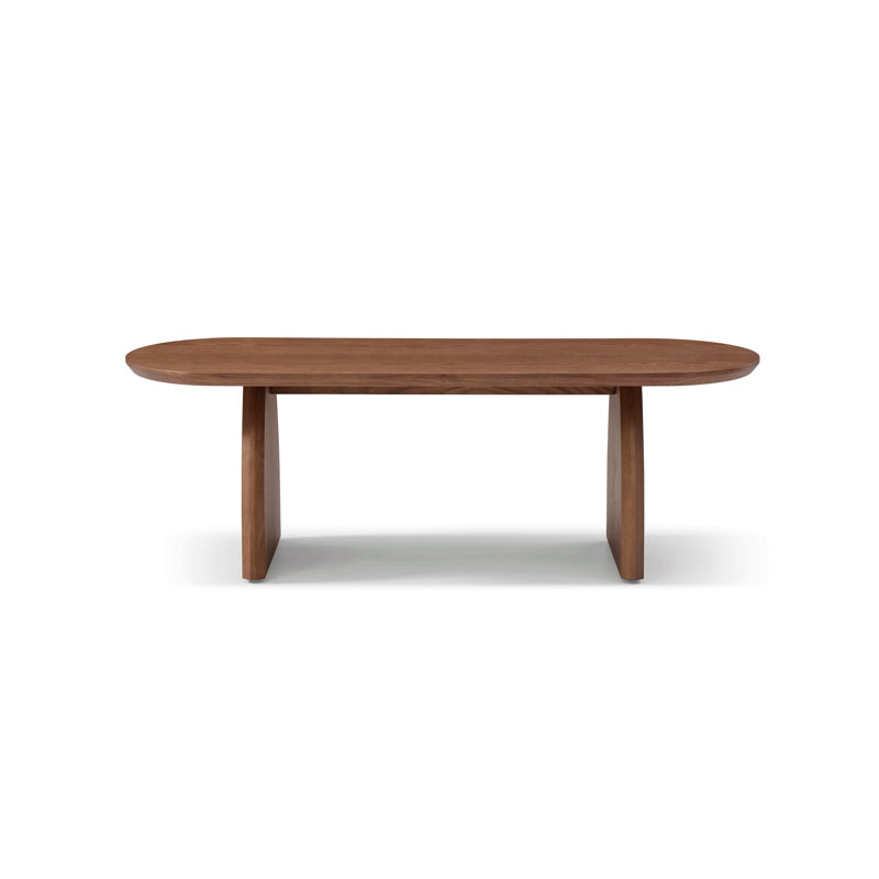 47.24" Oval Coffee Table With Solid Wood Veneered, Mid Century Modern Wooden Coffee Table, Walnut Color Center Table Accent Tea Table For Living Room Apartment Small Space Office, Easy-Assembly