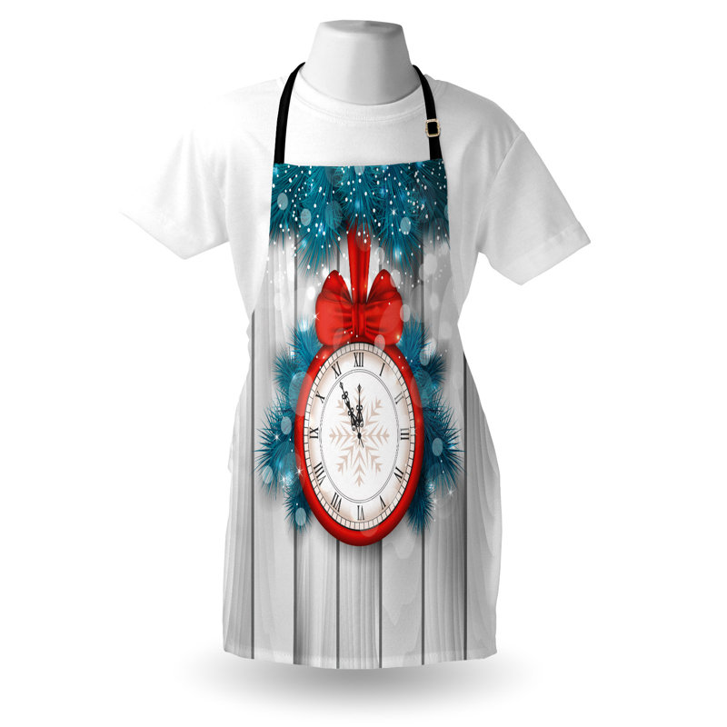 Tablier East Urban Home Nouvel An unisexe, pin minuit, taille adulte, rouge et gris pâle