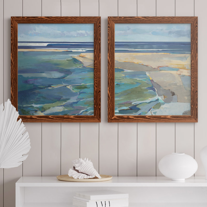 Breakwater - Ensemble de 2 reproductions d'art sur toile encadrées, Cadre en érable, H 20 po x l 17 po x P 1 po