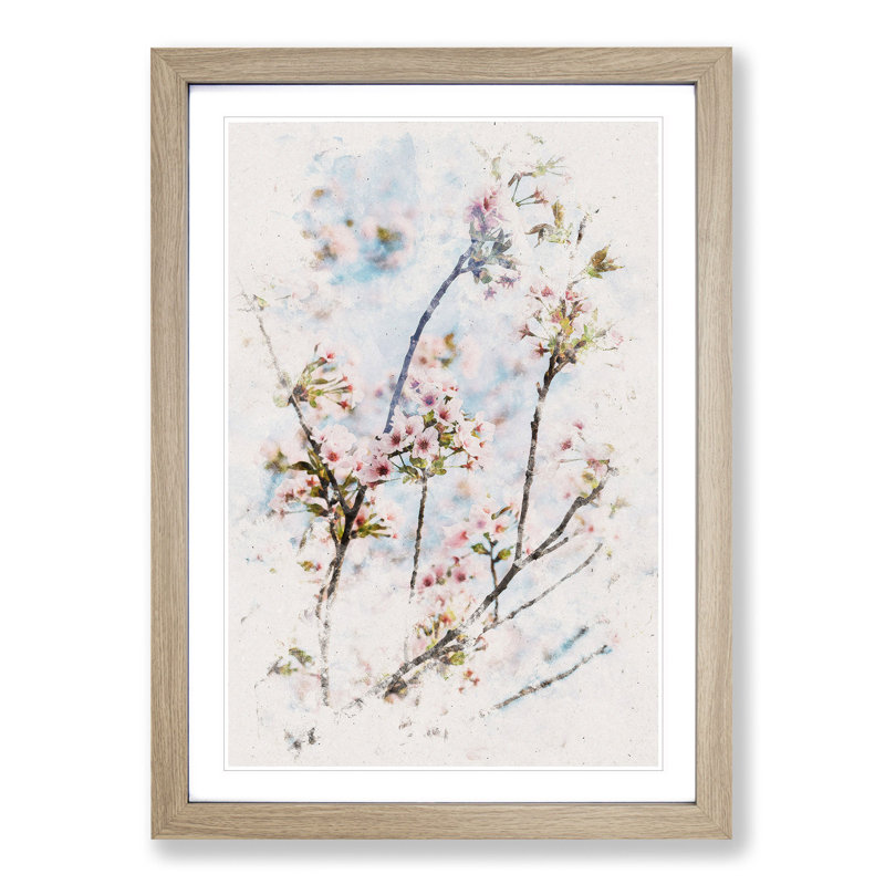Cherry Blossom Tree - Picture Frame Painting Print, 33cm H x 24cm W x 2cm D, Oak Framed