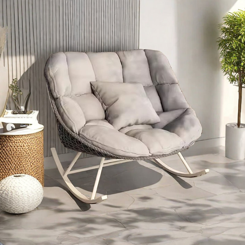 Chaise berçante décontractée simple et moderne, Gris / Blanc cassé, Gris