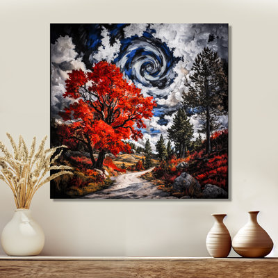 «Autumn Forest Pathway In Summer II», impression d'art mural en métal paysage