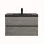 Meuble-lavabo flottant 36 po avec lavabo, meuble-lavabo mural moderne avec lavabo à quartz noir et tiroirs à fermeture en douceur, gris