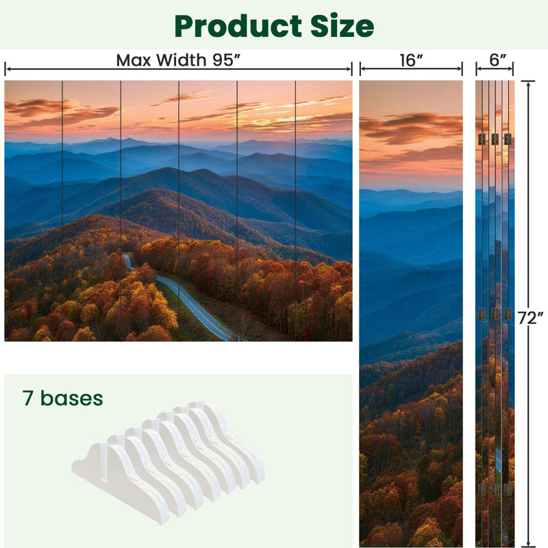 Cloison pliante 6 panneaux séparateur mural Royal Blue Ridge Mountains Sunset North Georgia, 6, H 71 po x l 96 po x P 1 po