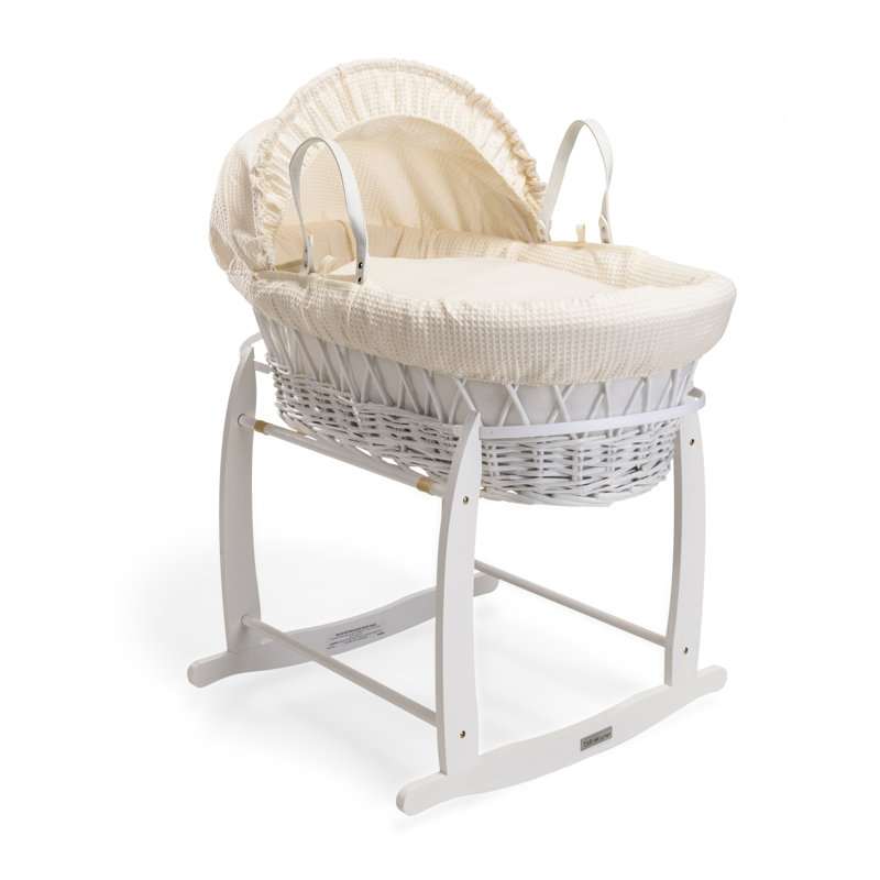 Waffle Wicker Moses Basket, Cream