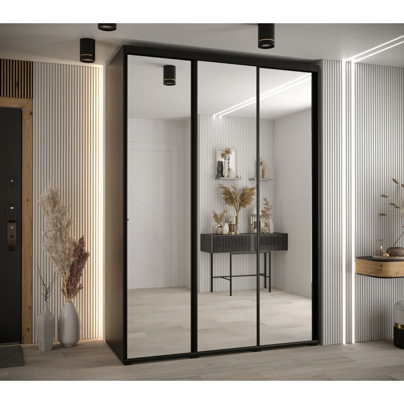 Azavian 3 Door Manufactured Wood Wardrobe, Black
